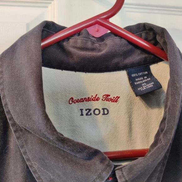Men's Izod Oceanside Twill Long Sleeve Shirt Black Size XL - Picture 6 of 10
